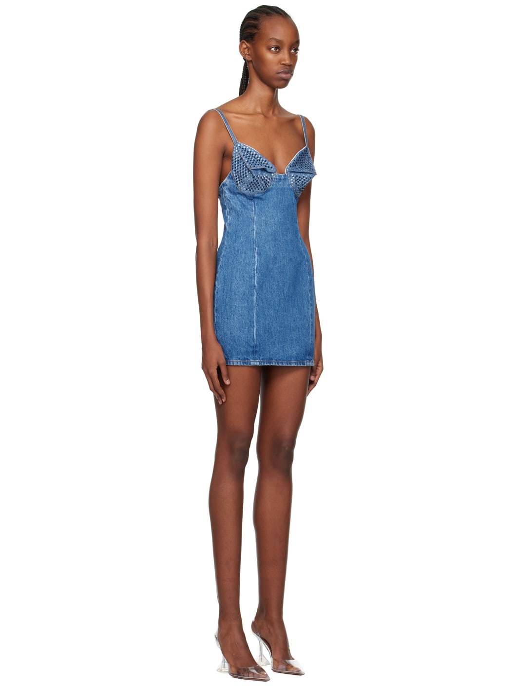 Blue Crystal Denim Minidress - 2