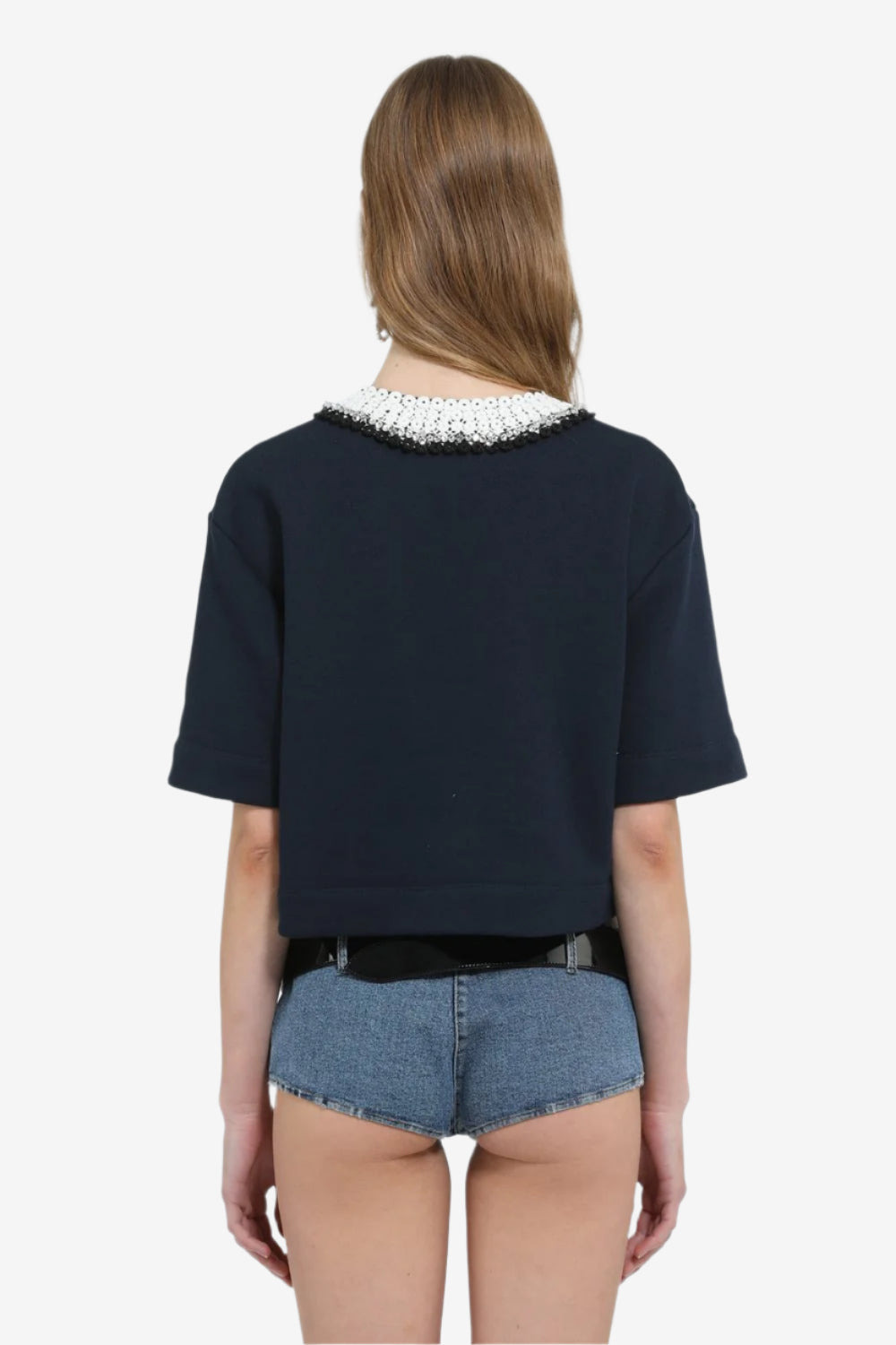 CROP POLO WITH EMBROIDERED COLLAR - 2