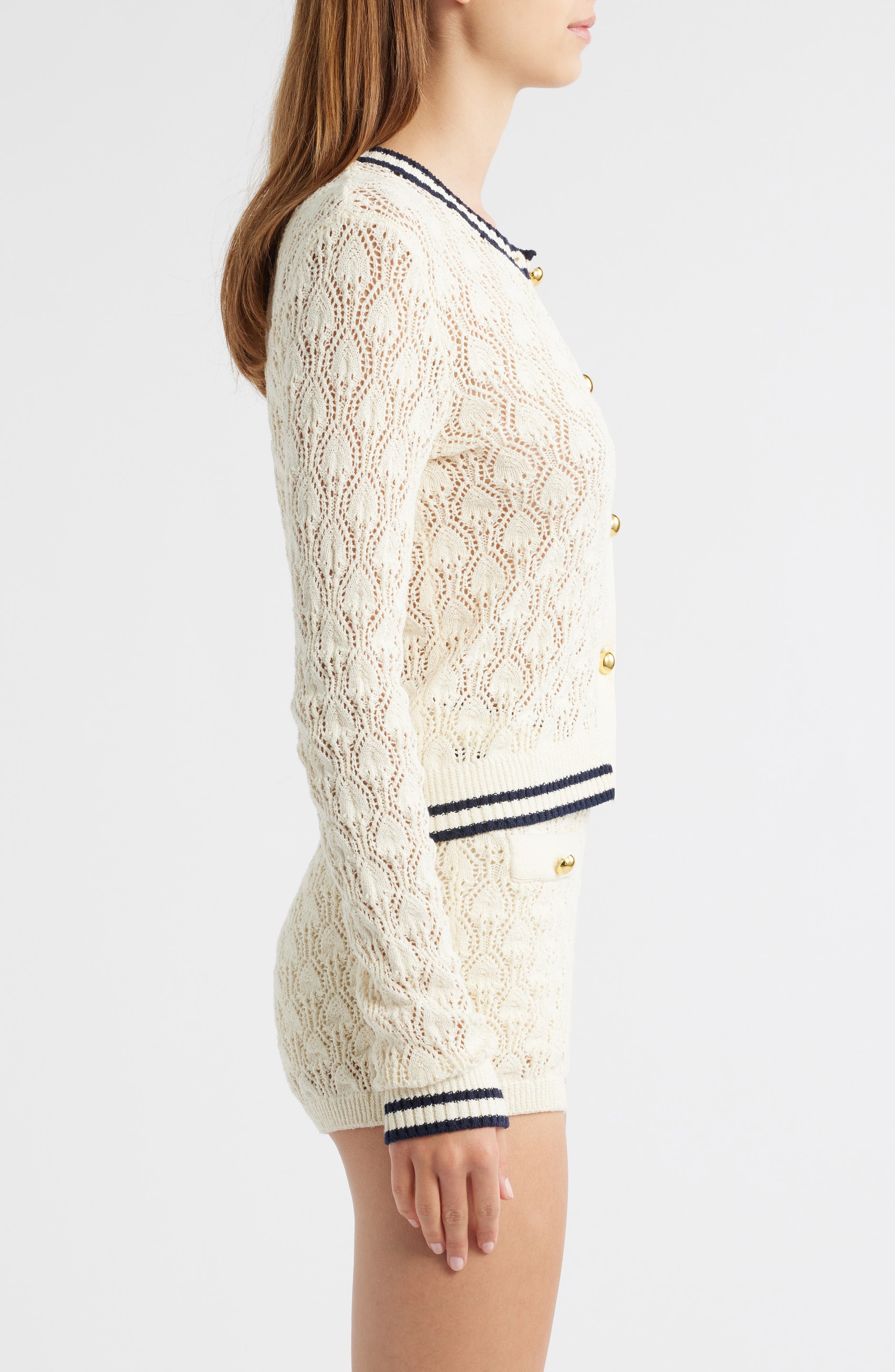 FRAME The Rookie Open Stitch Cardigan in Cream Multi at Nordstrom - 3