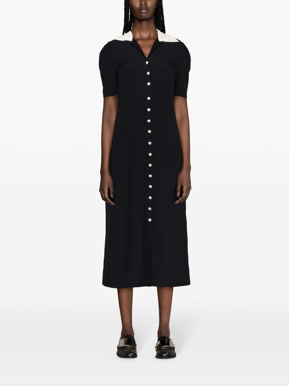crystal-embellished crepe flared dress - 2