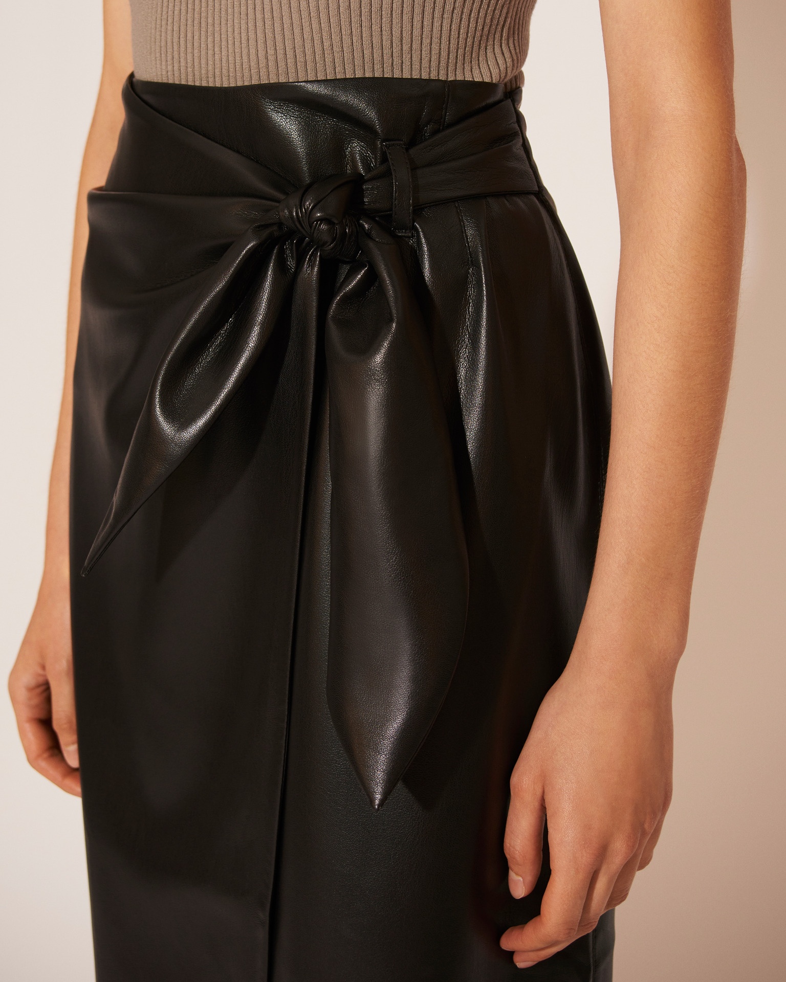 AMAS - OKOBOR™ alt-leather sarong skirt - Black - 2