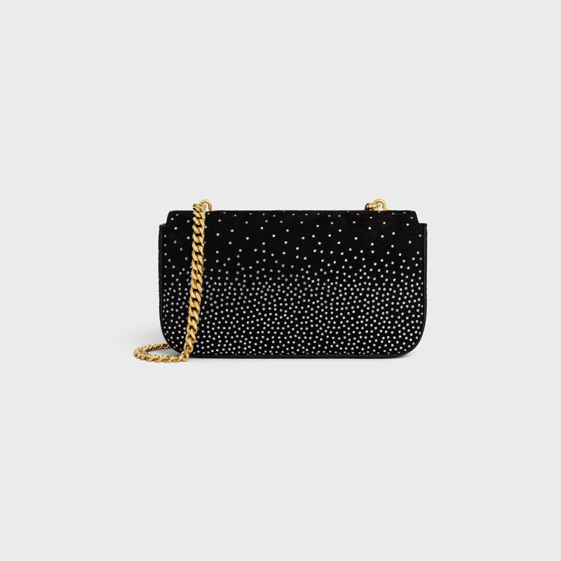 CHAIN SHOULDER BAG CLAUDE in SUEDE GOATSKIN WITH STRASS 3