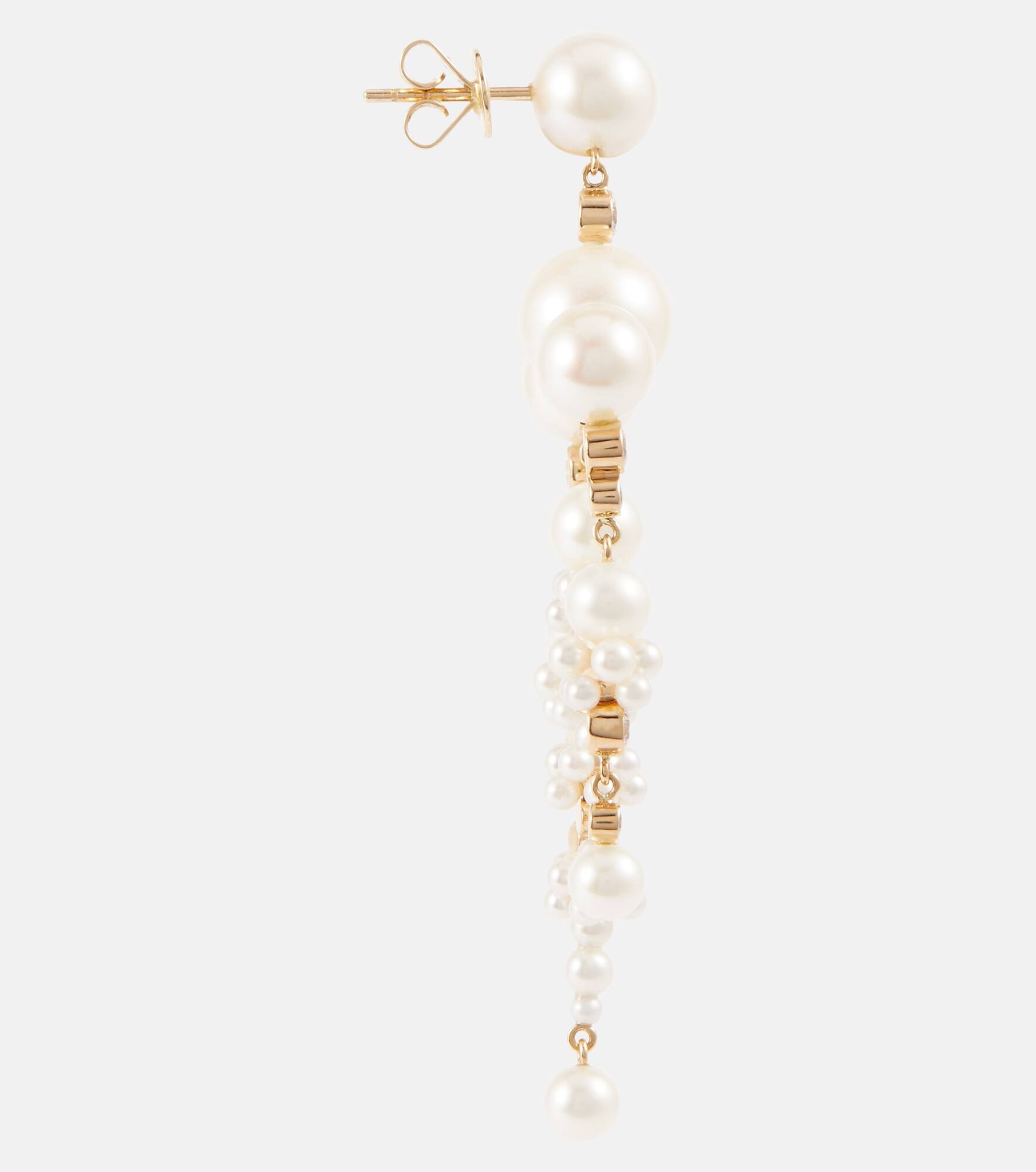 Jardin de Rêve 14kt gold earrings with diamonds and pearls - 4