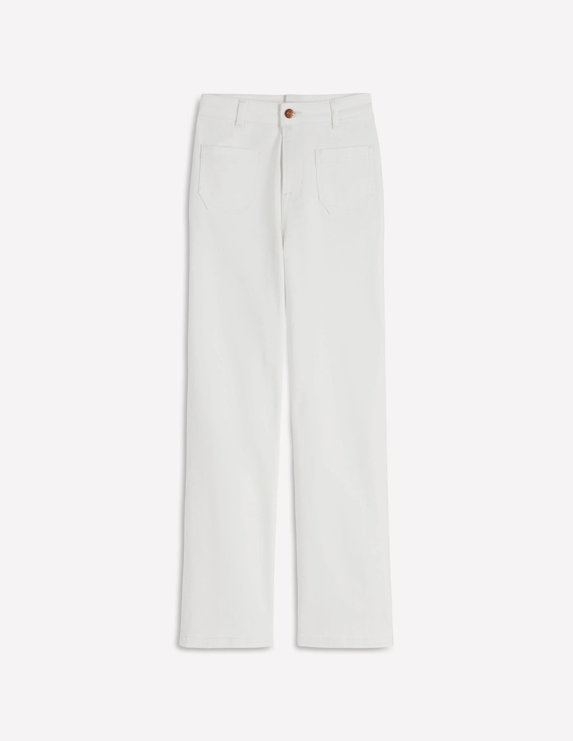 Straight Leg Pocket Jeans-White - 1