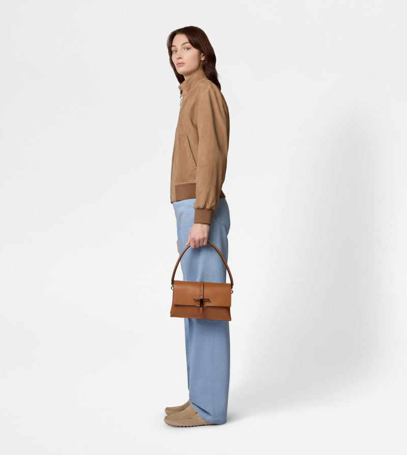 T TIMELESS FLAP BAG IN LEATHER MINI - BROWN 9