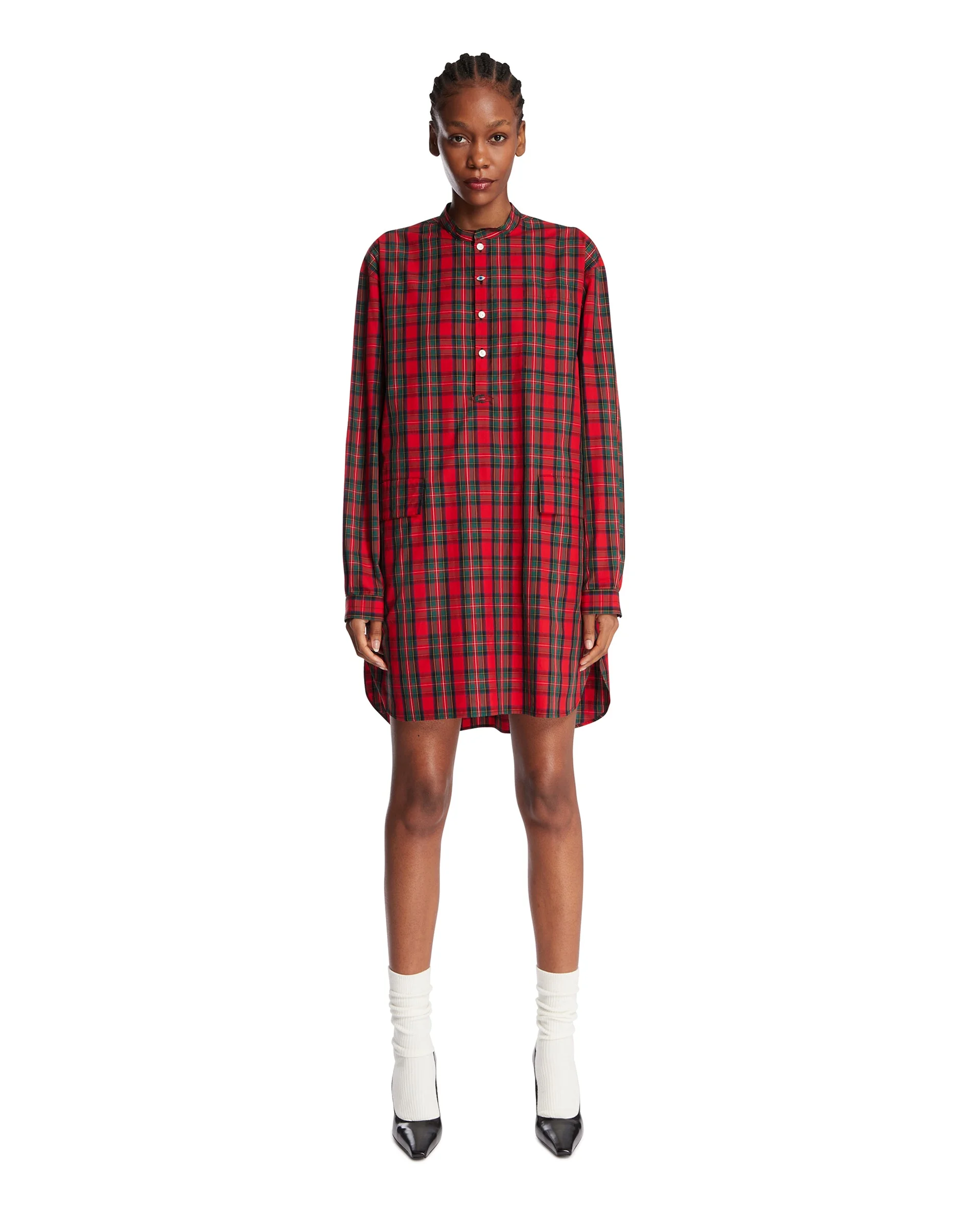 Red Tartan Shirt Dress - 1