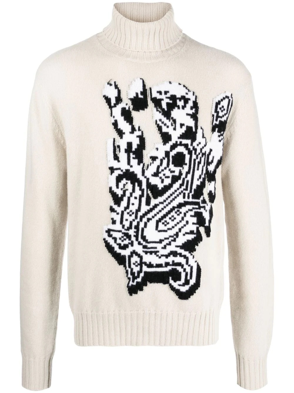 pixelated-graphic jacquard wool roll-neck - 1