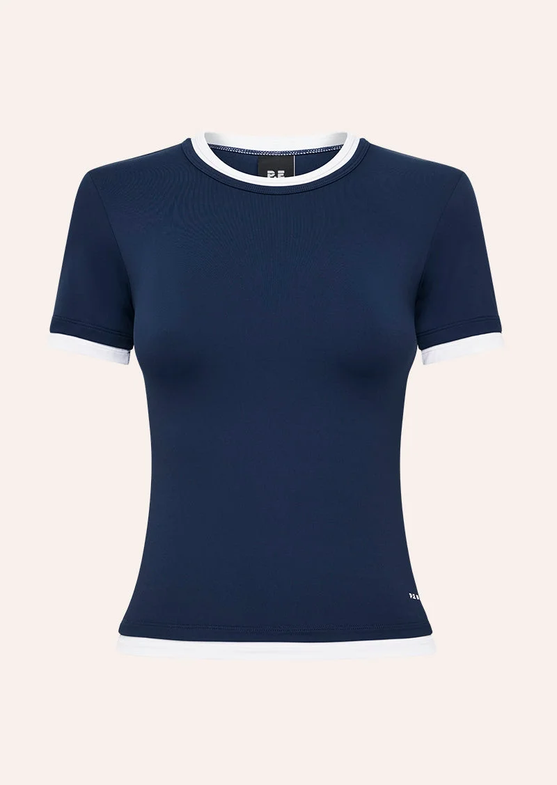 FOUNDATION LAYER SHORT SLEEVE TEE IN DARK NAVY & WHITE - 1