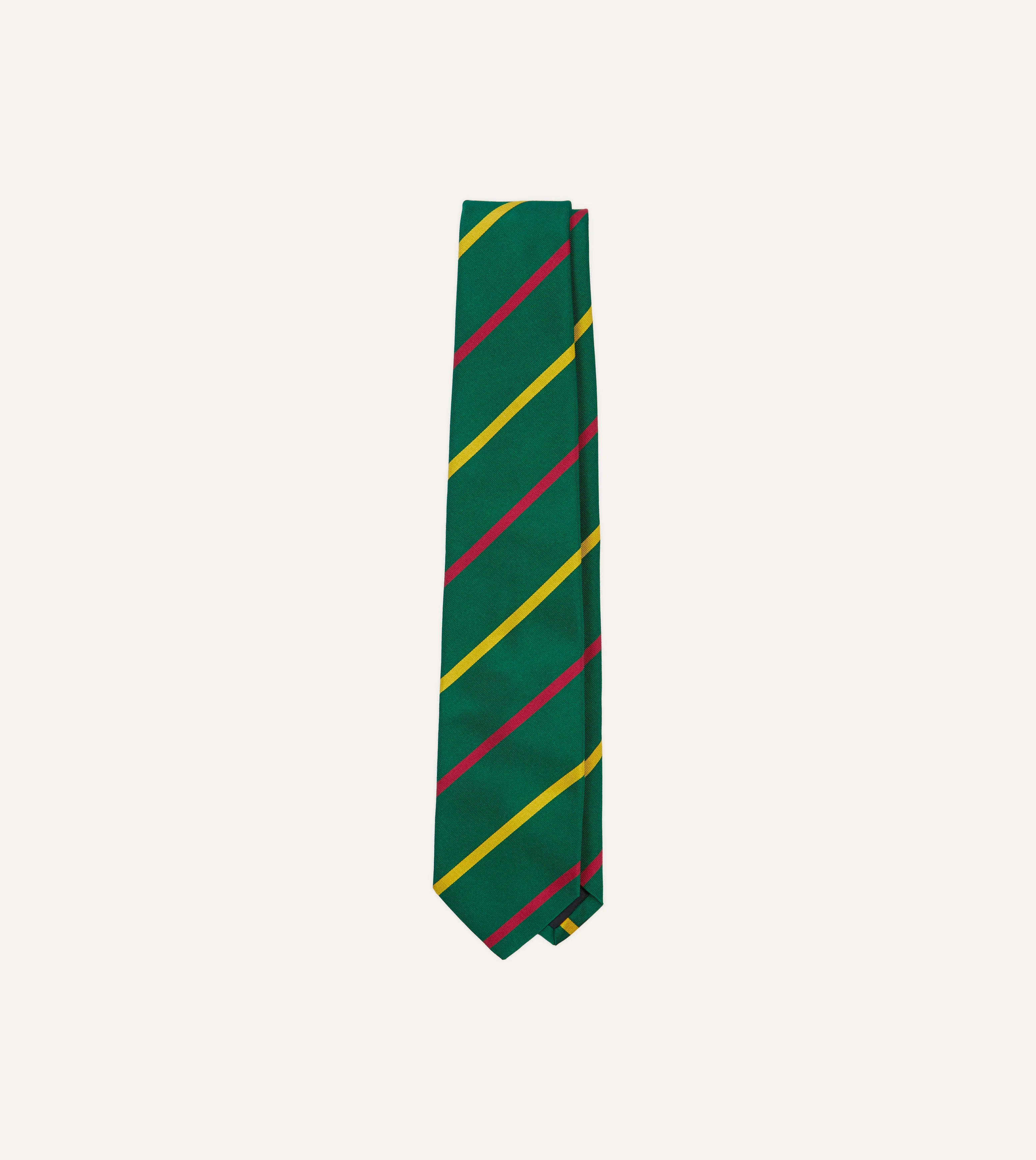 Green, Yellow and Pink Bar Stripe Mogador Silk Tipped Tie - 1