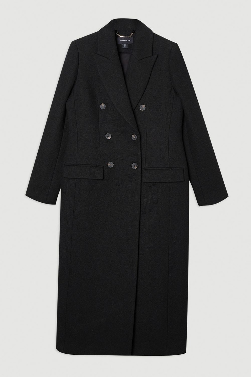 Petite Wool Double Breasted Tailored Midi Coat - 1