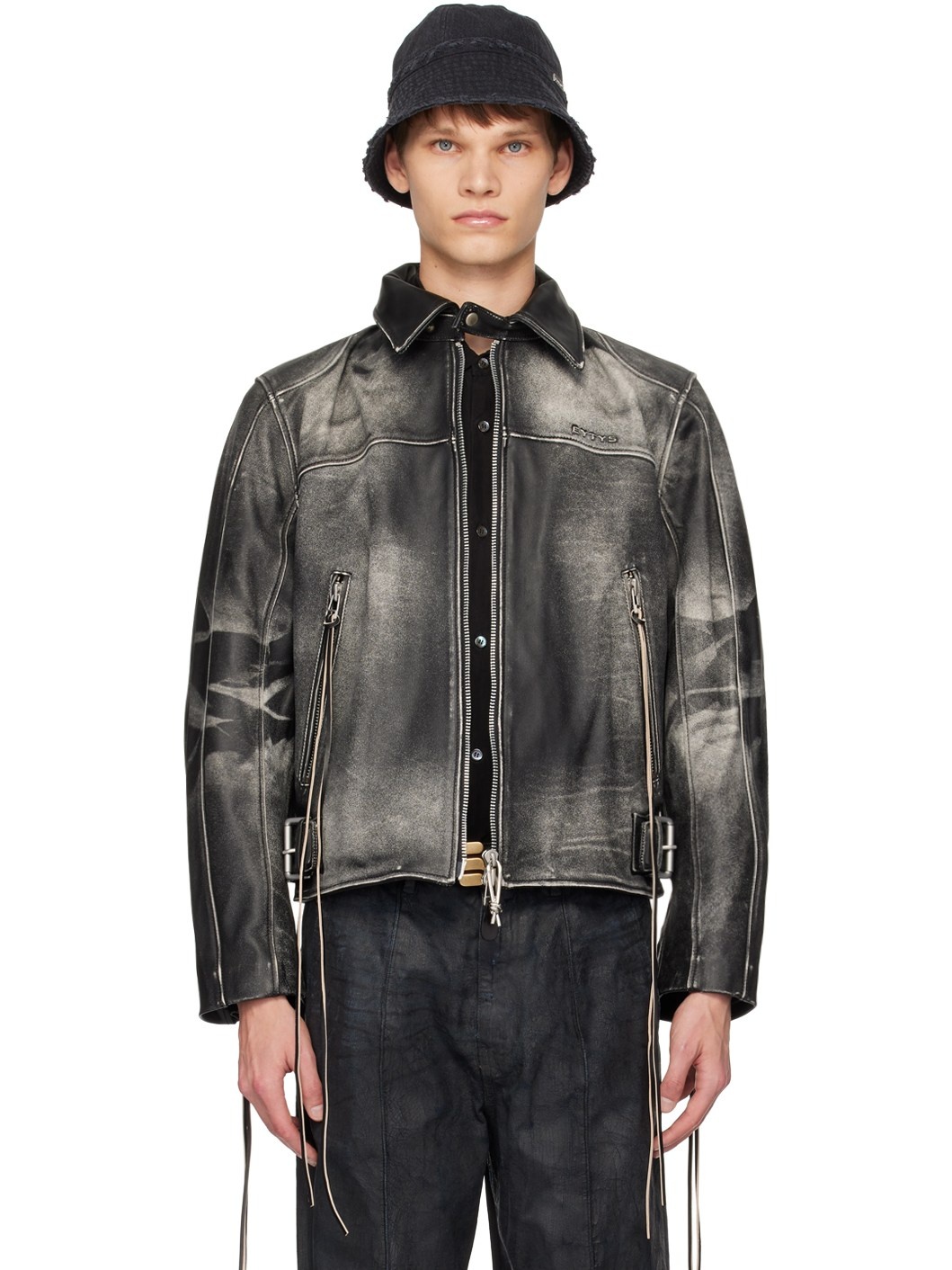 SSENSE Exclusive Black Flux Leather Jacket - 1