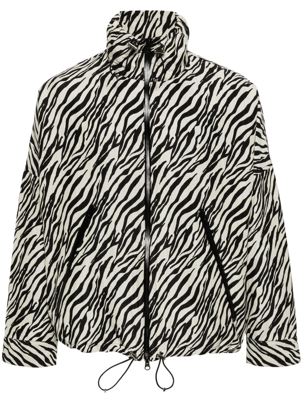 zebra-print zip-up jacket - 1