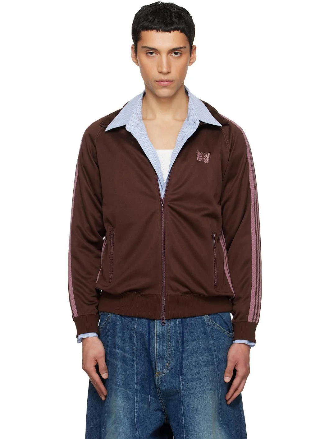 Brown Poly Smooth Track Jacket - 1