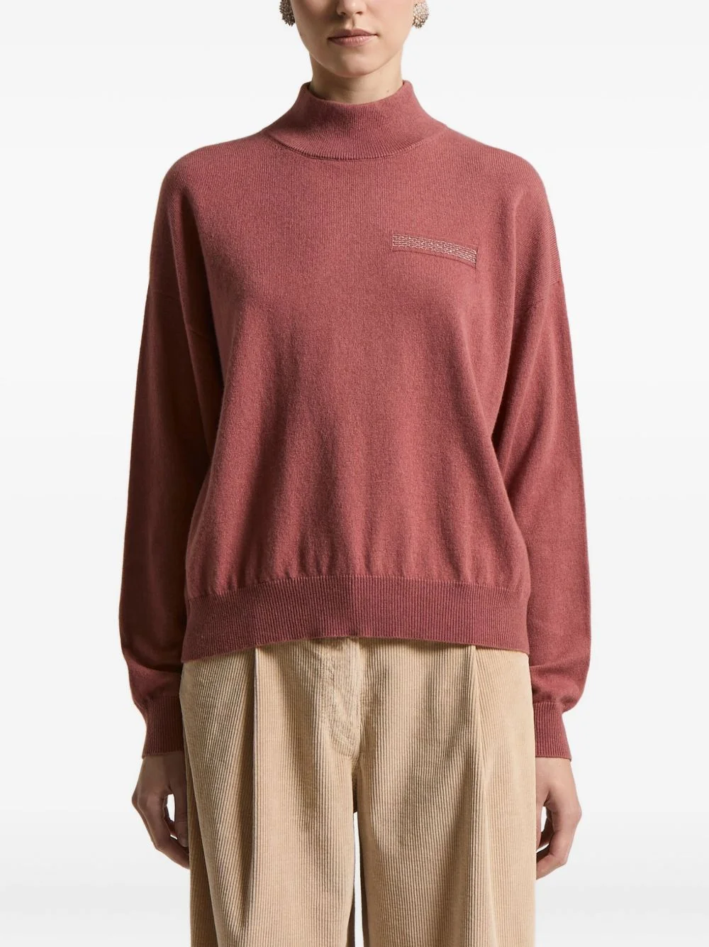 high-neck embellished-detail sweater - 1