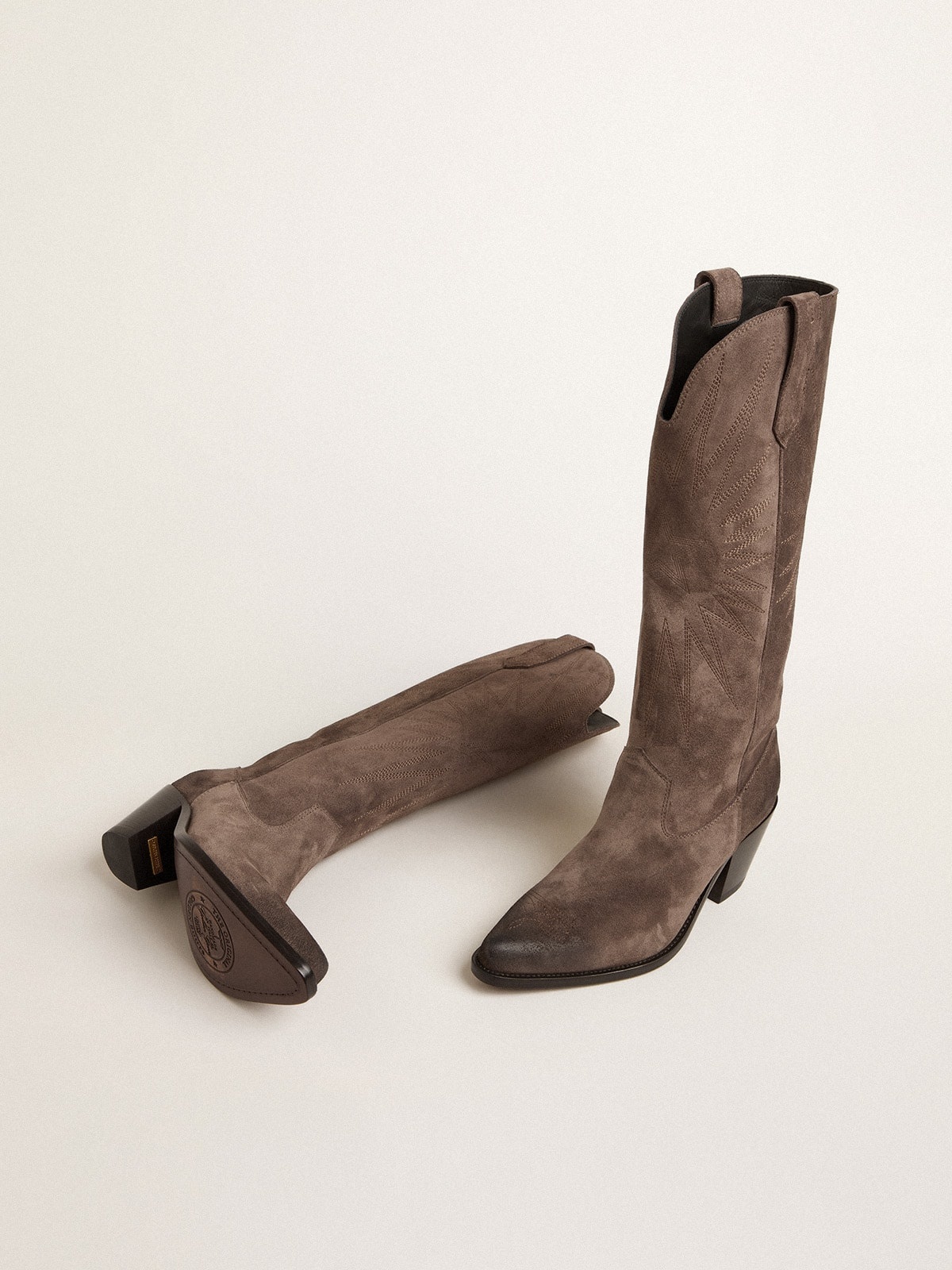 Wish Star boots in dark brown suede with tone-on-tone inlay star - 2