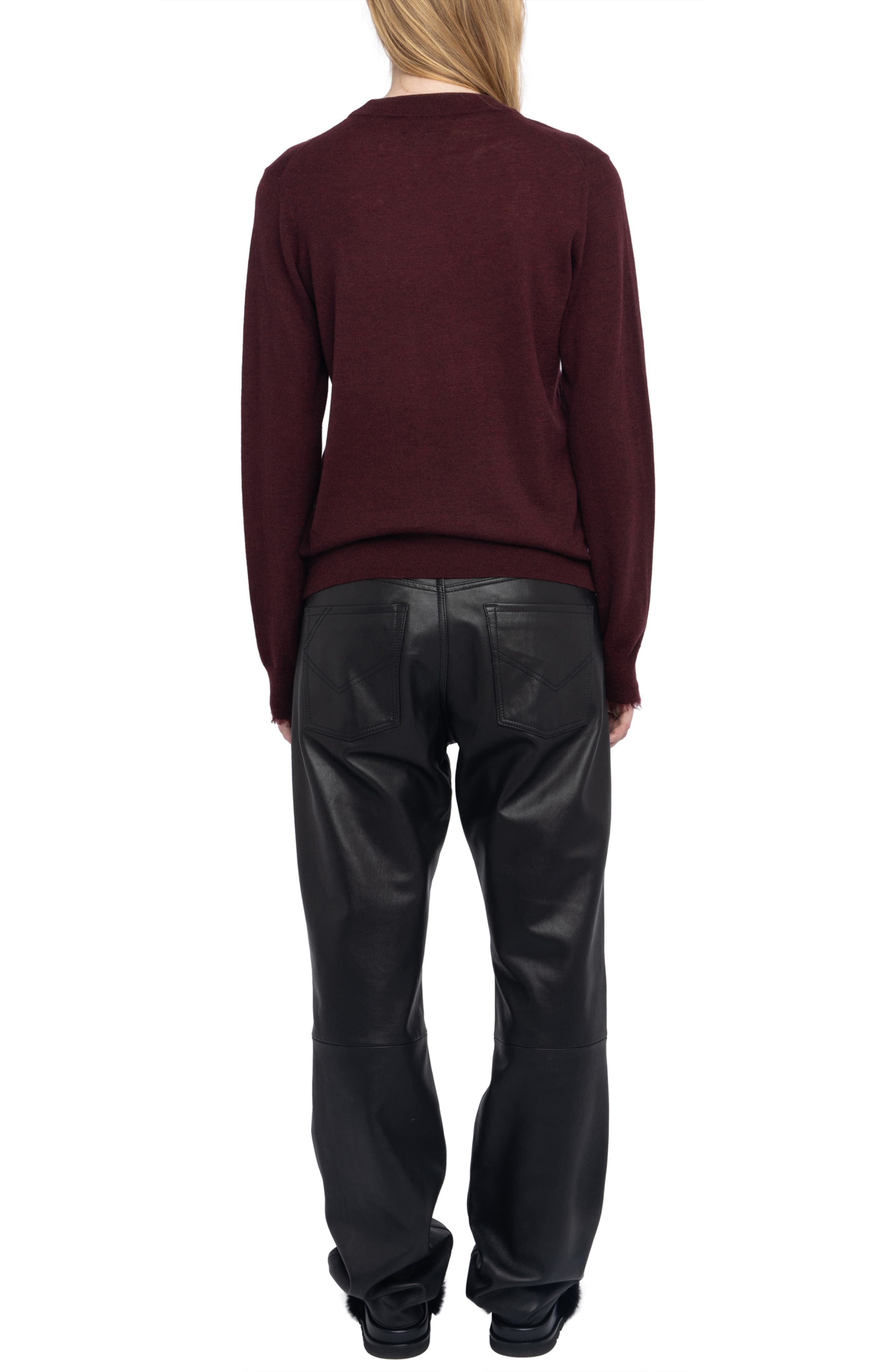 Zadig & Voltaire Ivy Crewneck Cashmere Sweater in Burgundy at Nordstrom - 7