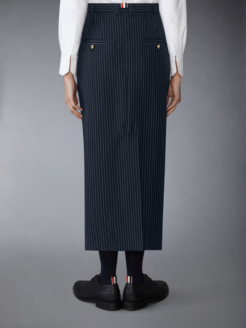 Pinstripe 높은 강선전도 모직 높은 Waisted 연필 둘러싸 여자 4