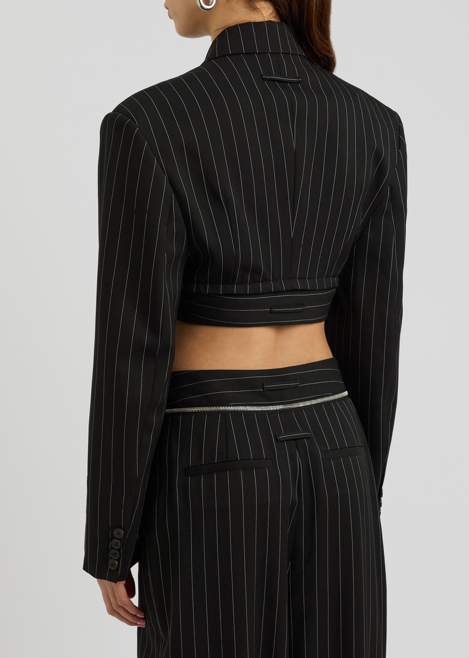 Jean Paul Gaultier Pinstriped Cropped Wool Blazer - 3