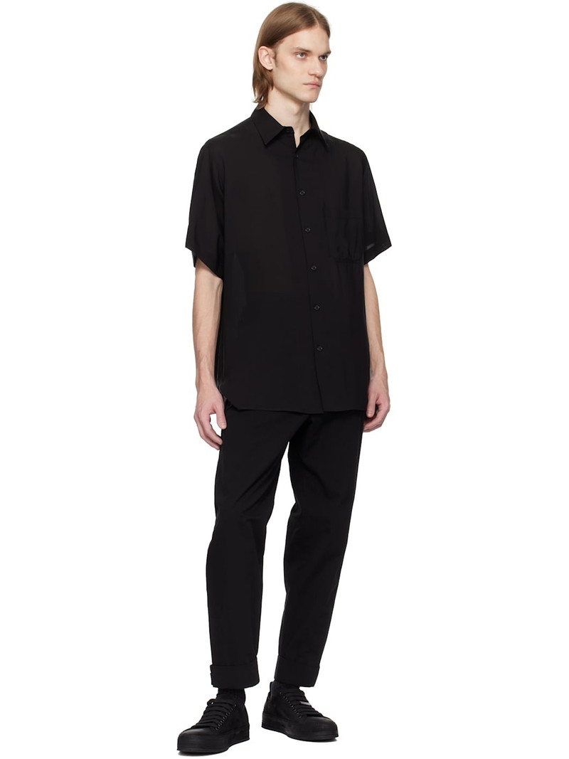 Yohji Yamamoto Black Oversized Half Sleeve Shirt outlook