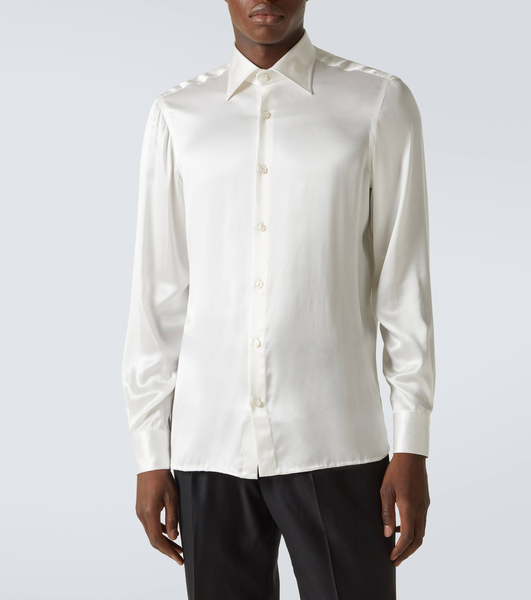 Silk satin tuxedo shirt - 3