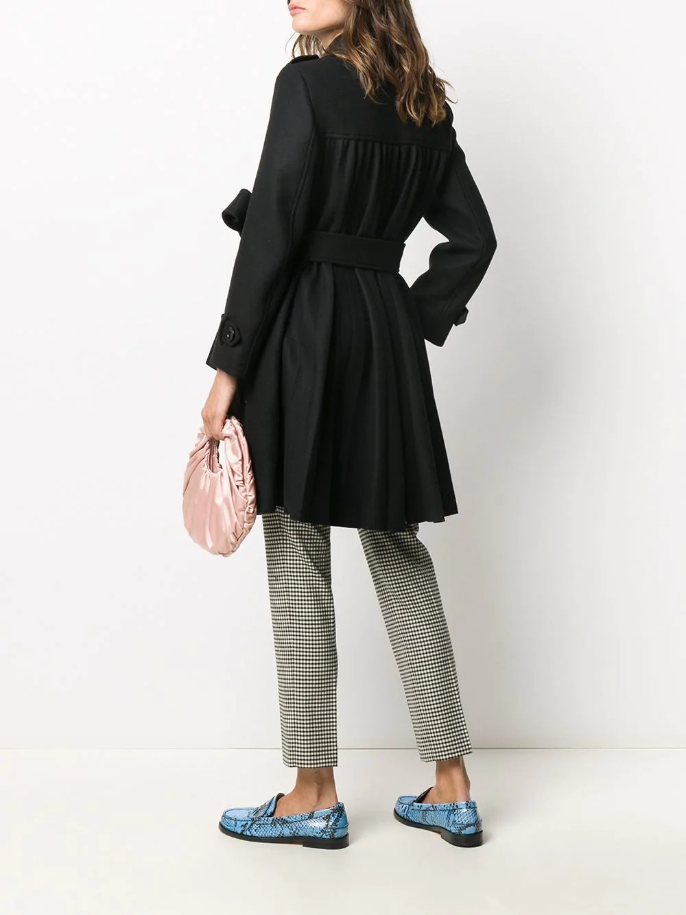 pleat-detail belted coat - 2