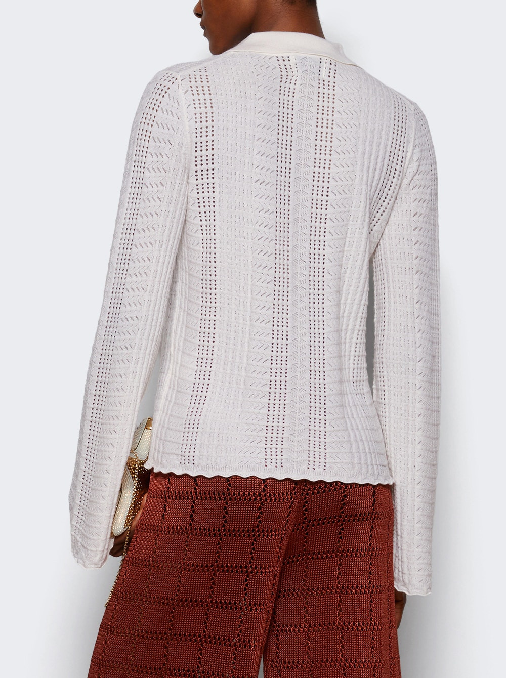 Tiha Polo Collar Thin Sweater Ivory - 4
