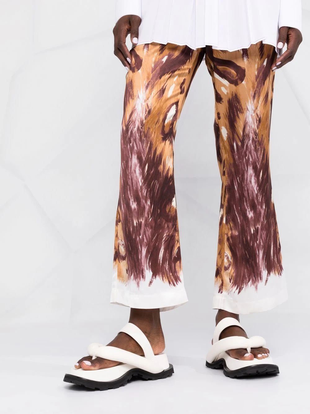 graphic-print flared trousers - 3