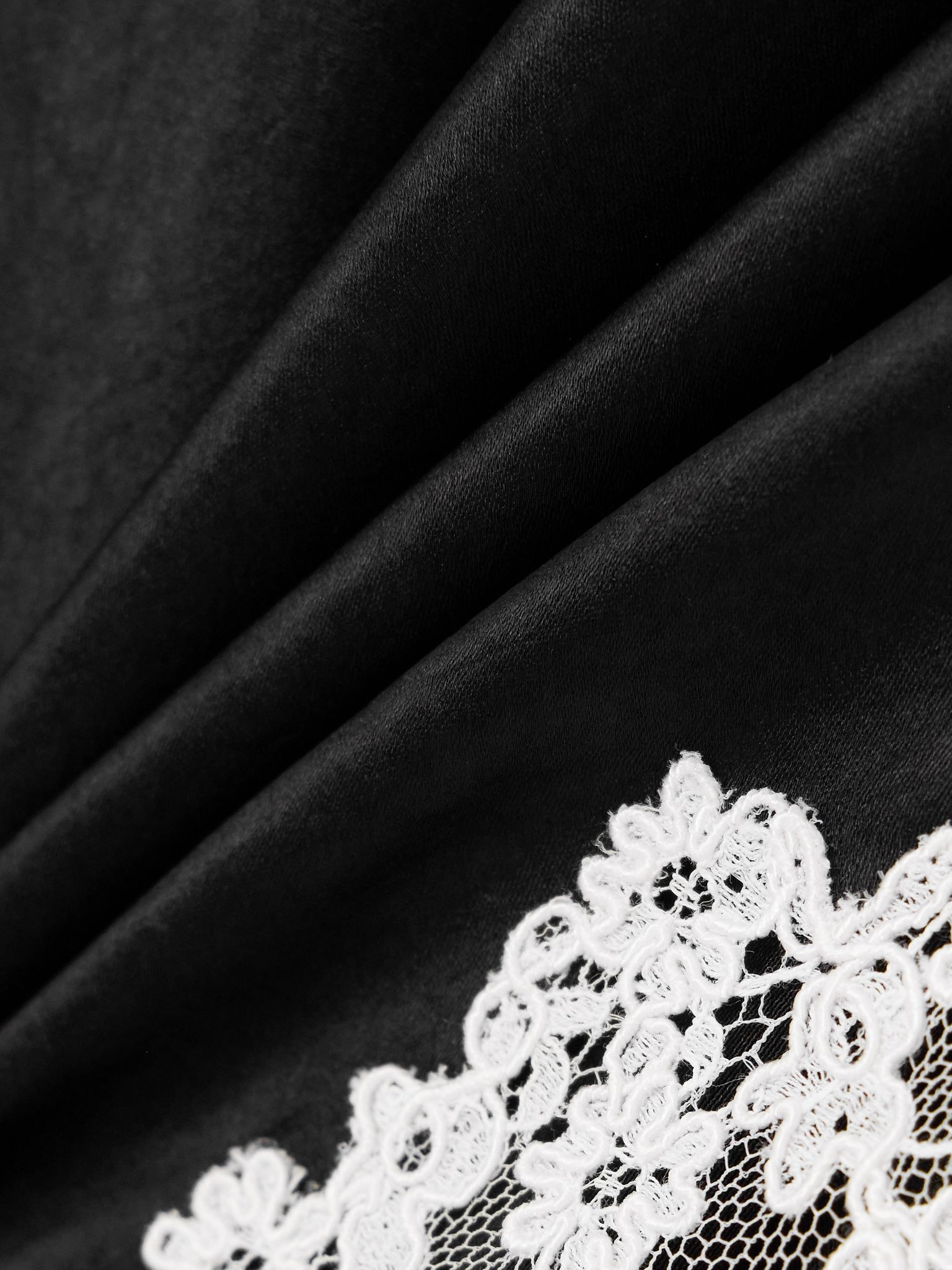 Lace-trimmed satin midi dress Black - 4