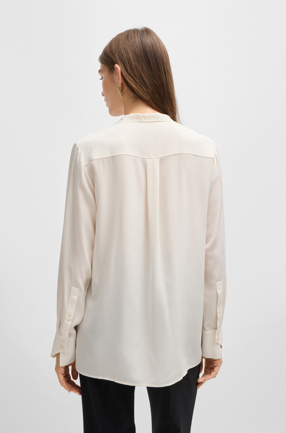 REGULAR-FIT BLOUSE IN SILK WITH BOW-TIE COLLAR - 5