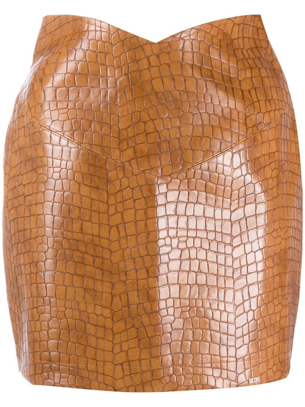 high waisted croc effect skirt - 1