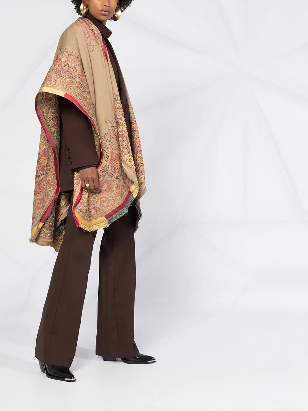 paisley-jacquard shawl coat  - 6