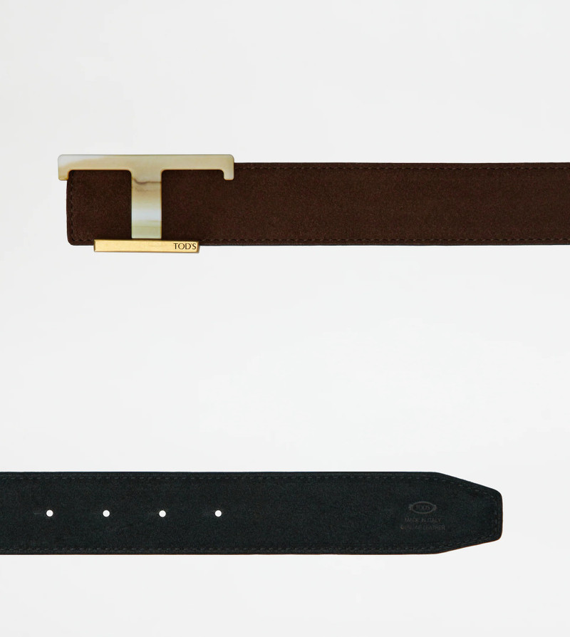REVERSIBLE BELT IN SUEDE - BROWN, BLACK 3