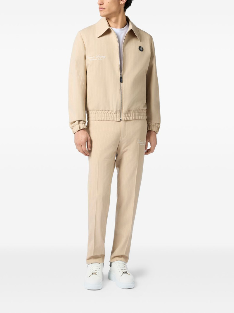 PHILIPP PLEIN pinstripe zip jacket outlook
