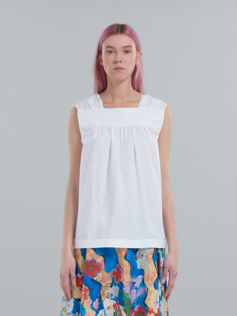 Marni SQUARE-NECK TOP IN WHITE BIO POPLIN outlook