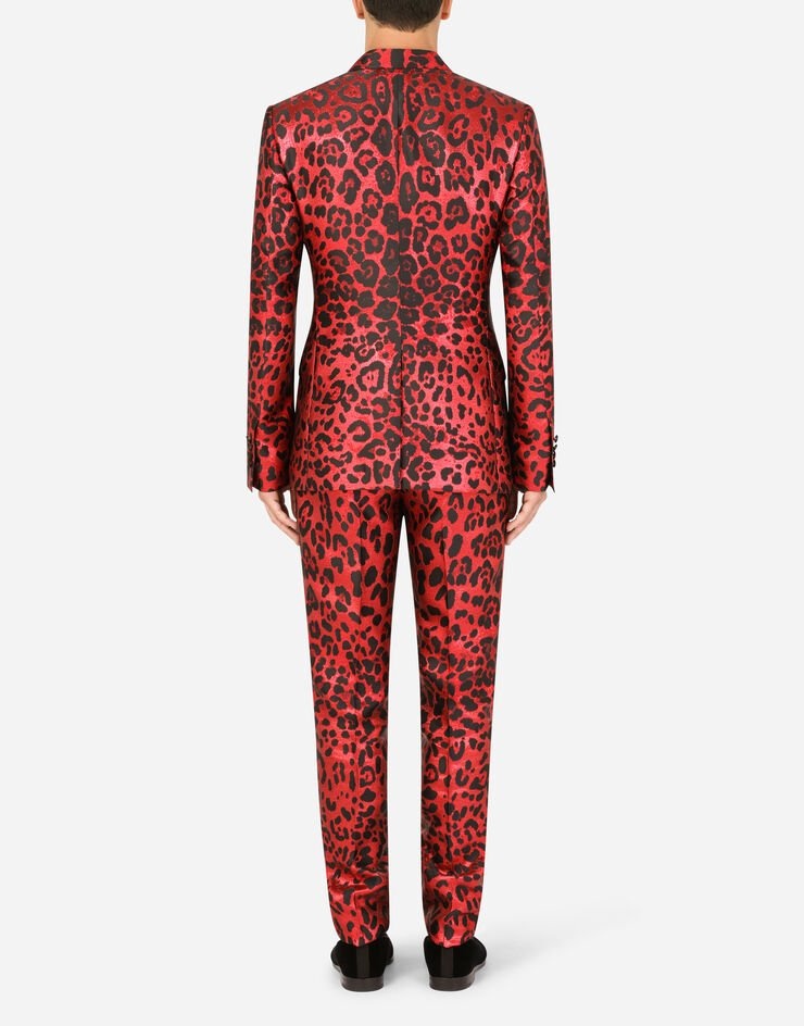 Double-breasted Sicilia-fit suit in leopard-print lamé jacquard - 2