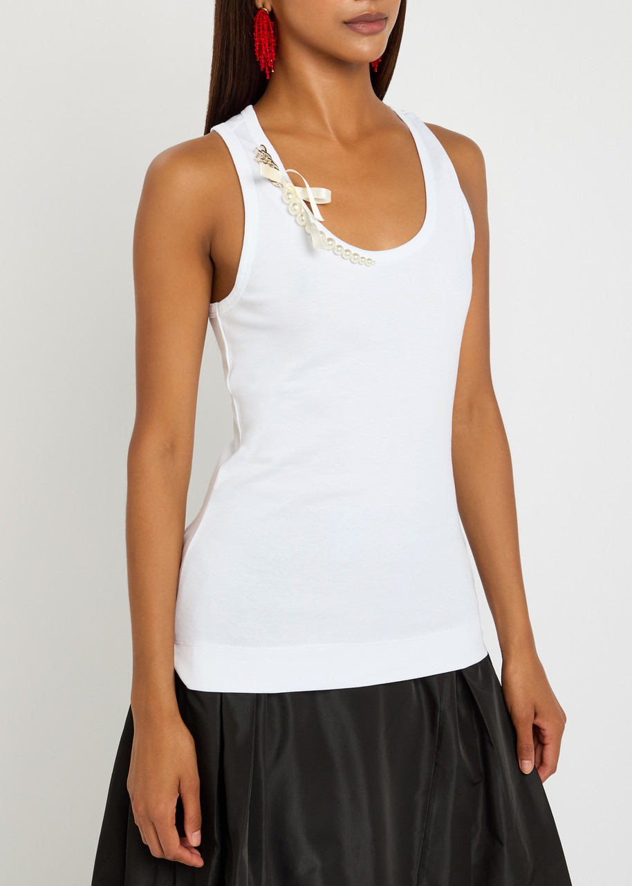 Simone Rocha Pearl Chain Sculpt Cotton Tank - 2