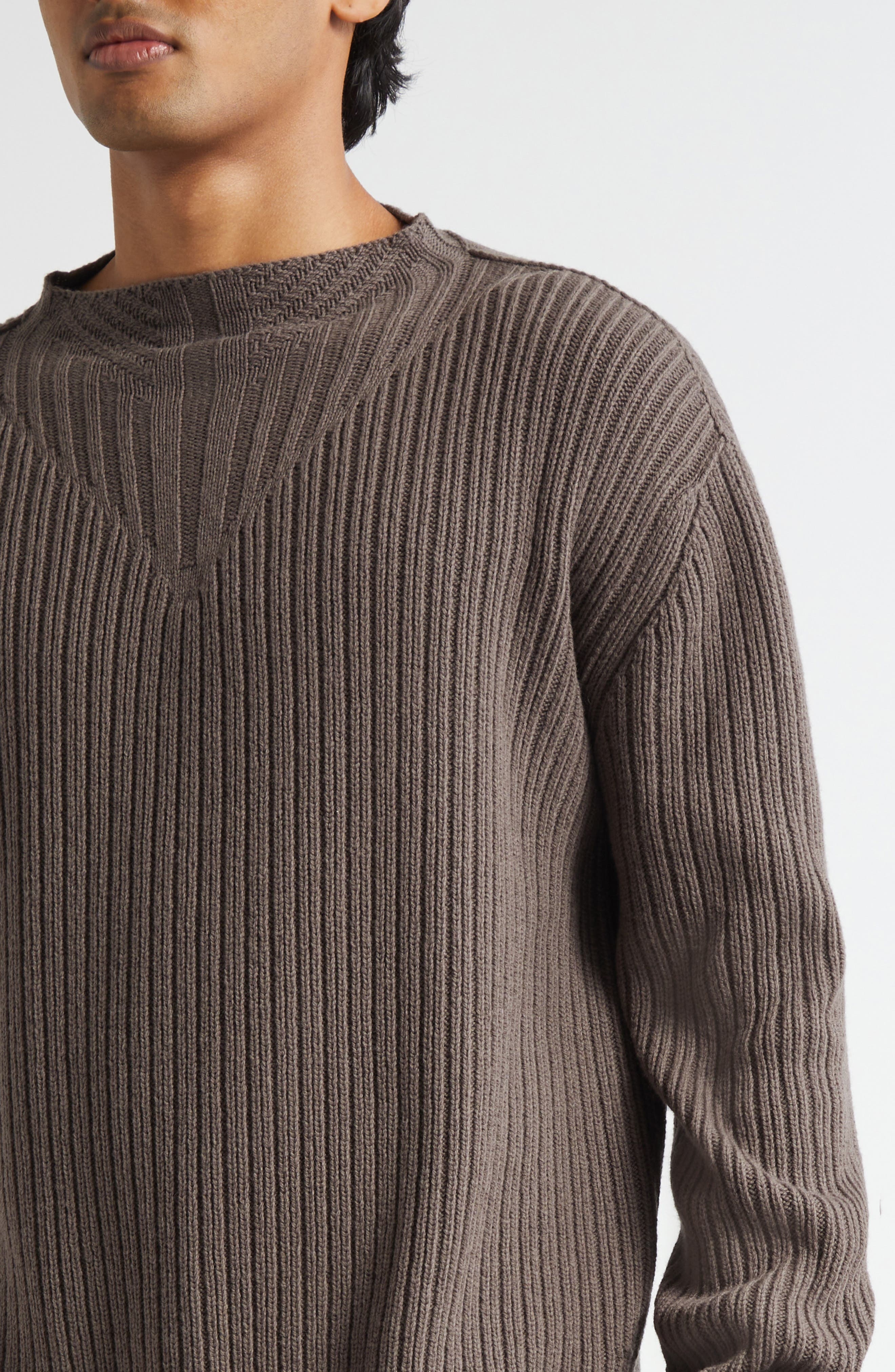 Rick Owens Fisherman Wool Sweater in Dust at Nordstrom - 5