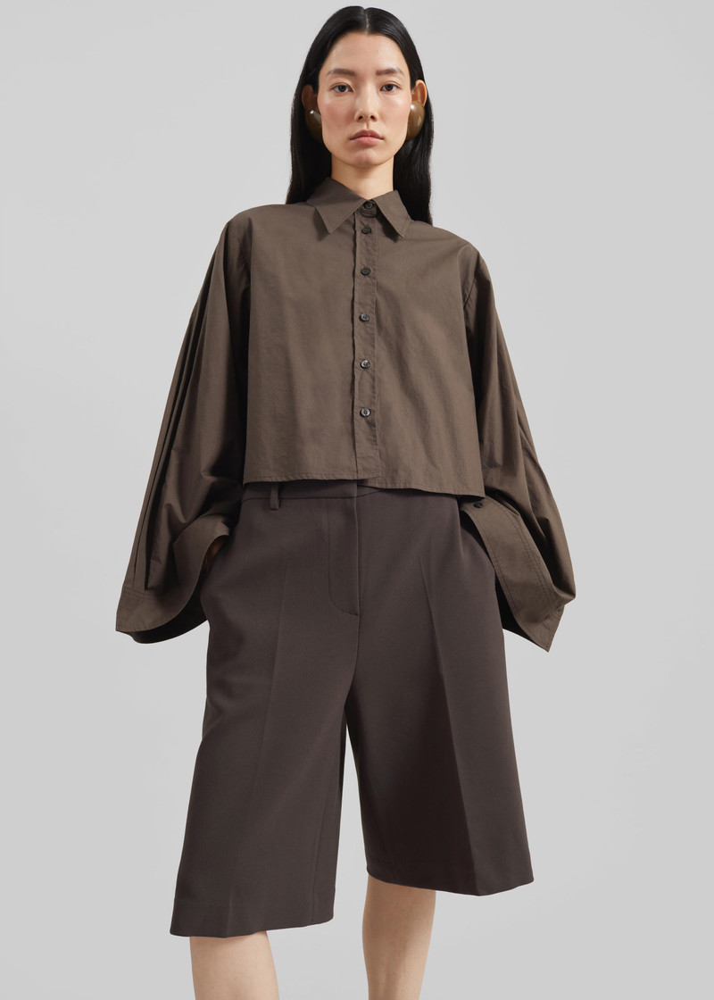 Dharoi Adjustable Sleeve Layered Shirt - Brown 6