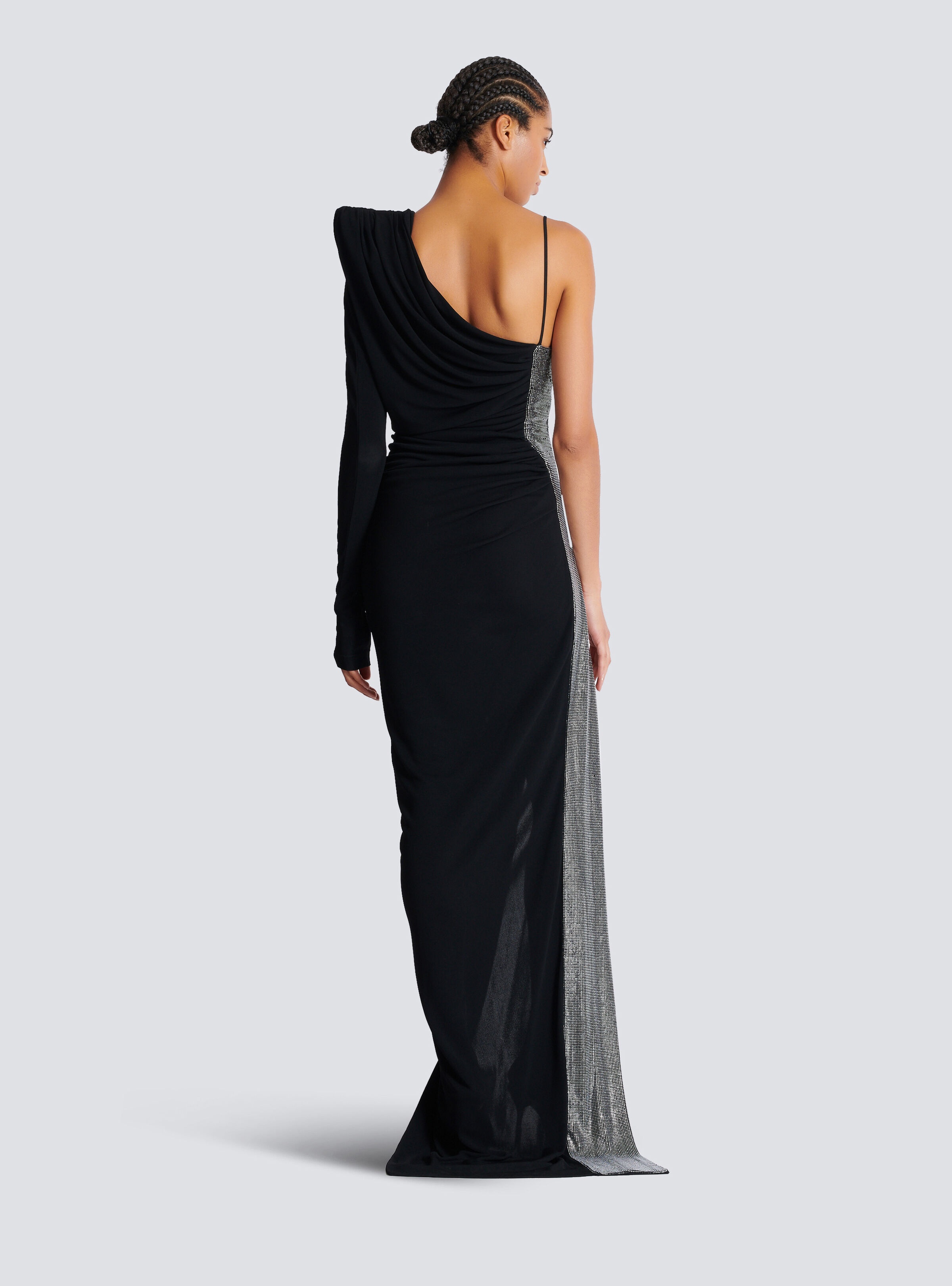 Draped asymmetrical two-material dress - 4