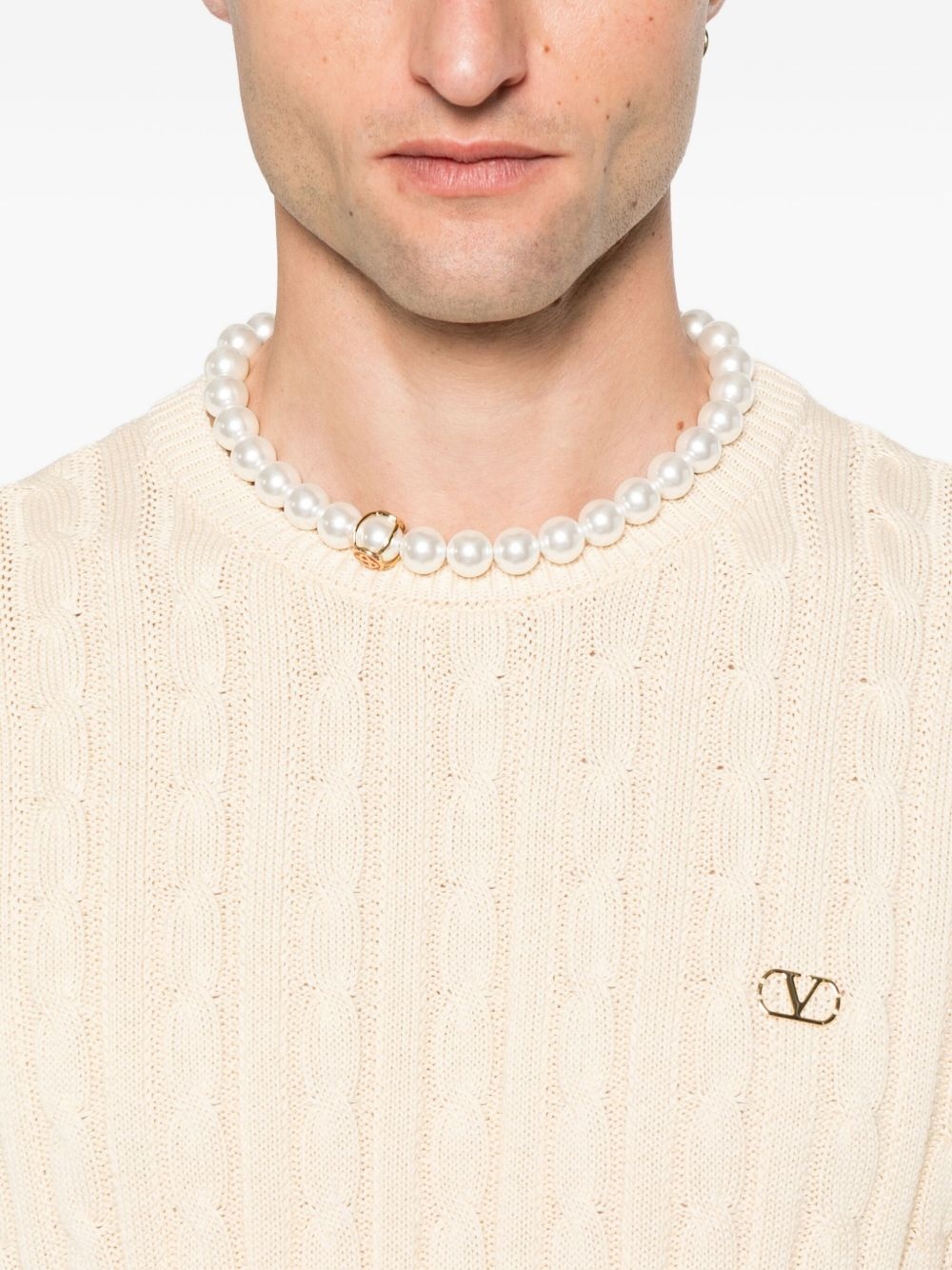 VLogo cable-knit sweater - 5