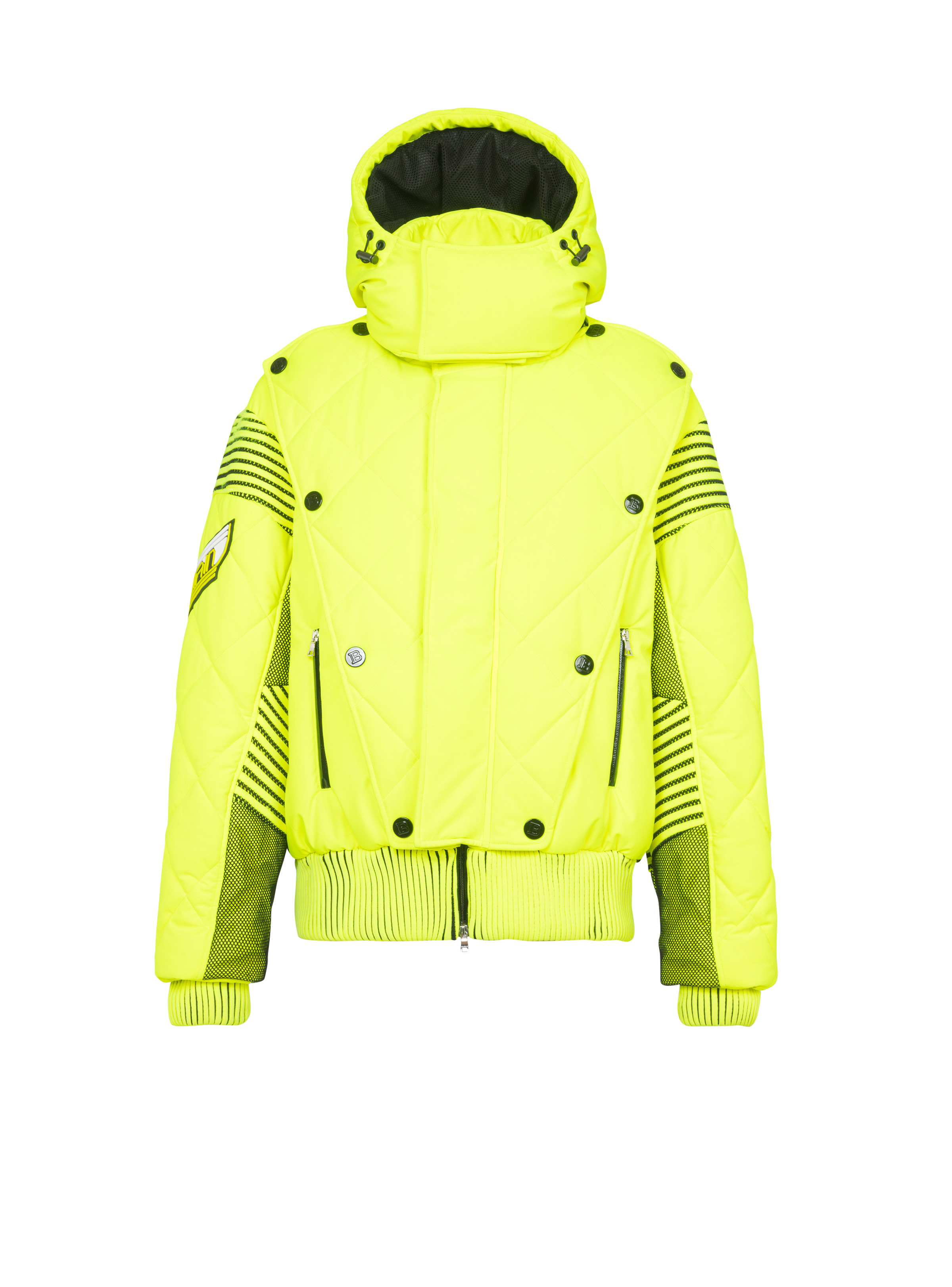 Hooded neon quilted jacket - 1