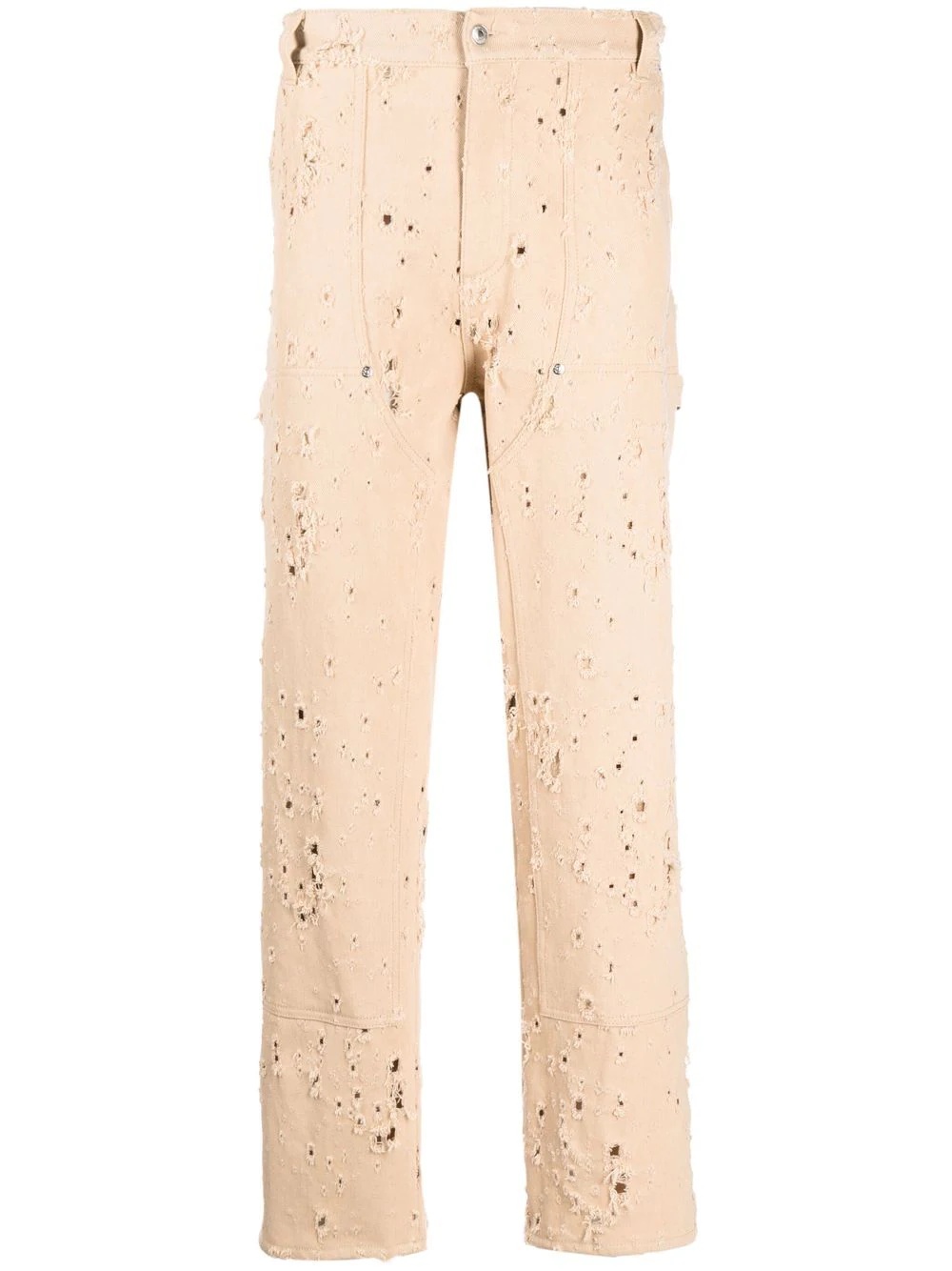 distressed-effect straight-leg trousers - 1