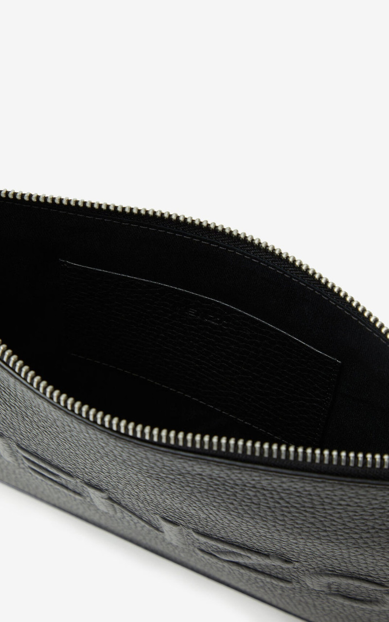 KENZO Imprint large grained leather pouch 3