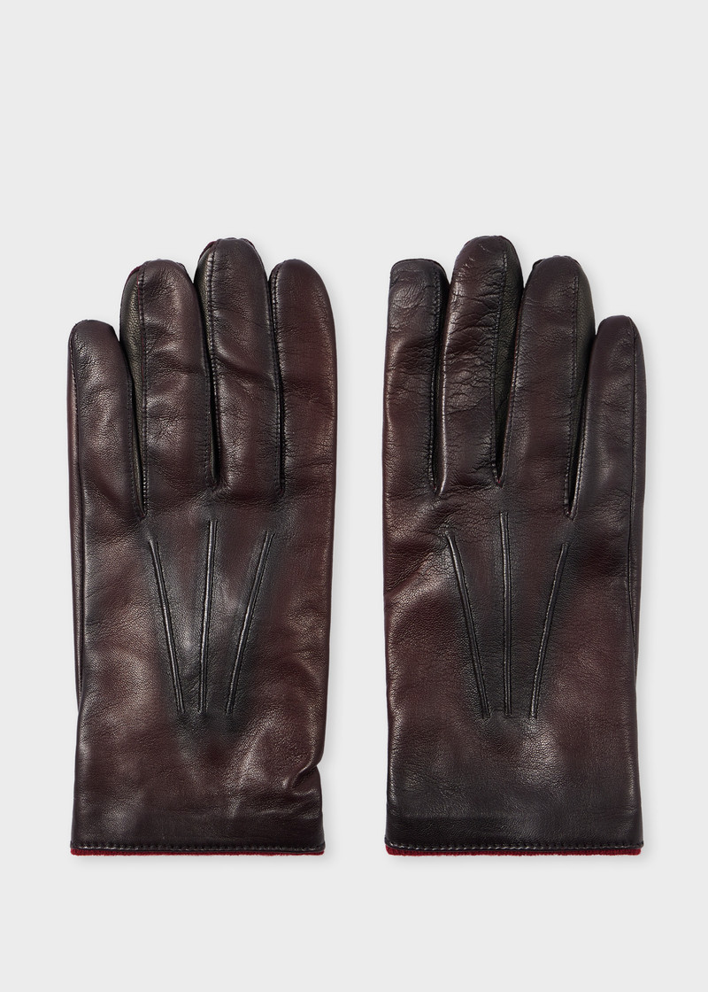 Damson Leather Gloves with Wool-Cashmere Lining 1