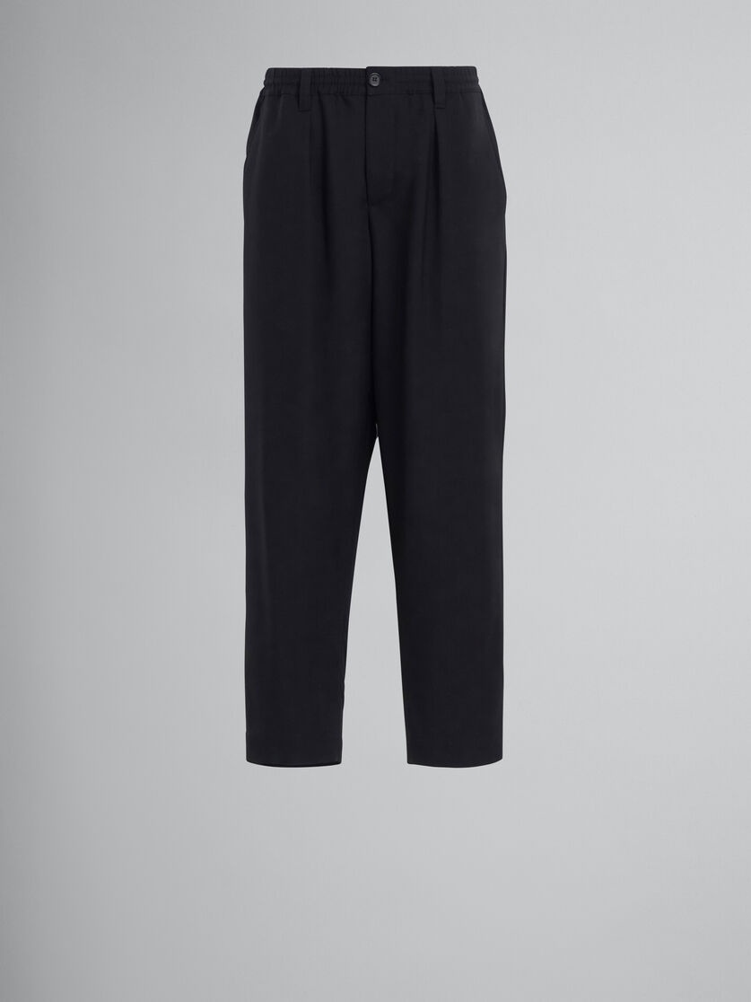 BLACK CROPPED TROUSERS IN TROPICAL WOOL - 1