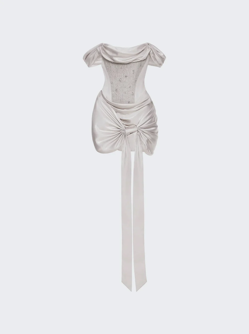 Paloma Crystal Mini Dress Platinum - 1