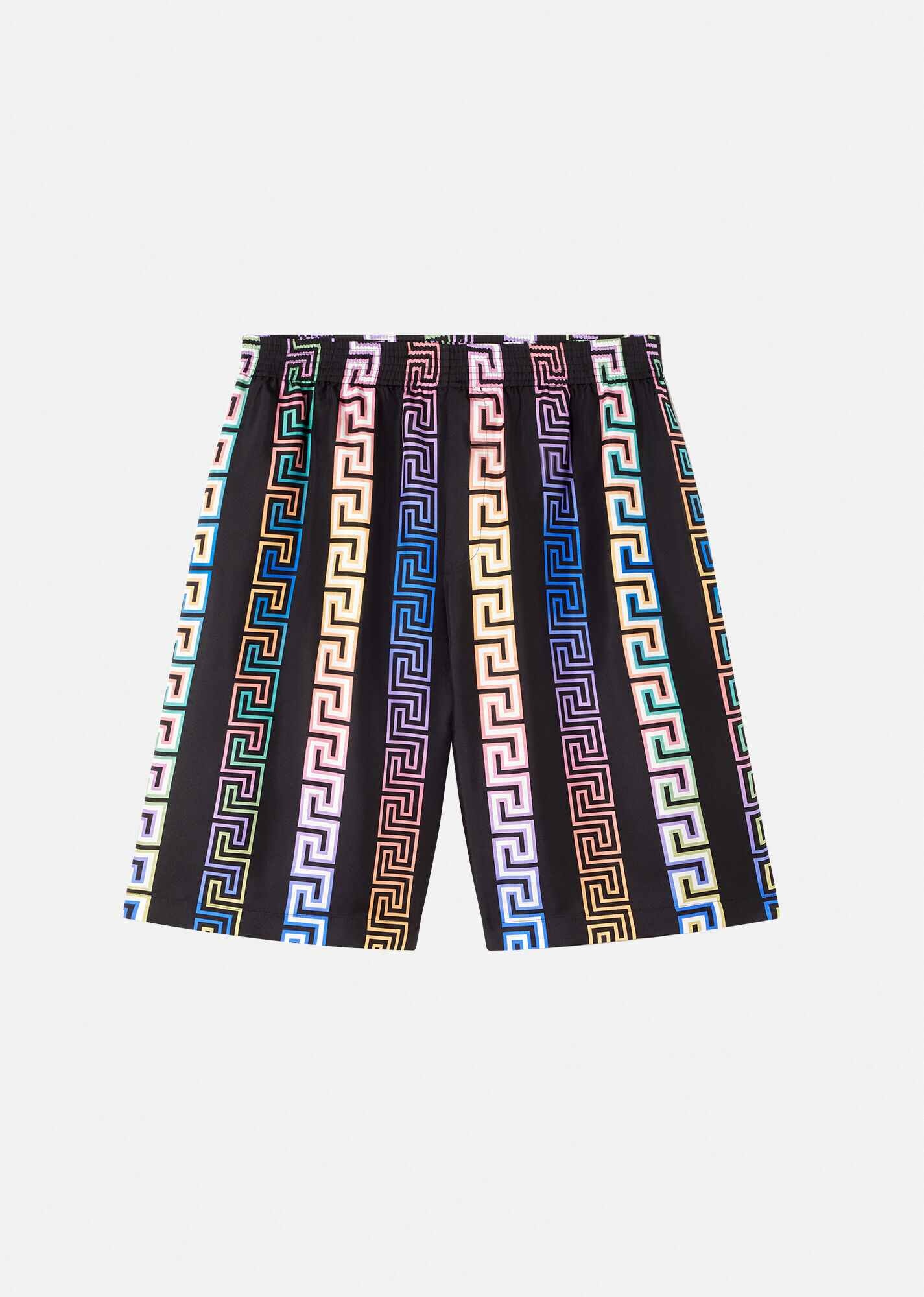 Greca Neon Print Silk Shorts - 1