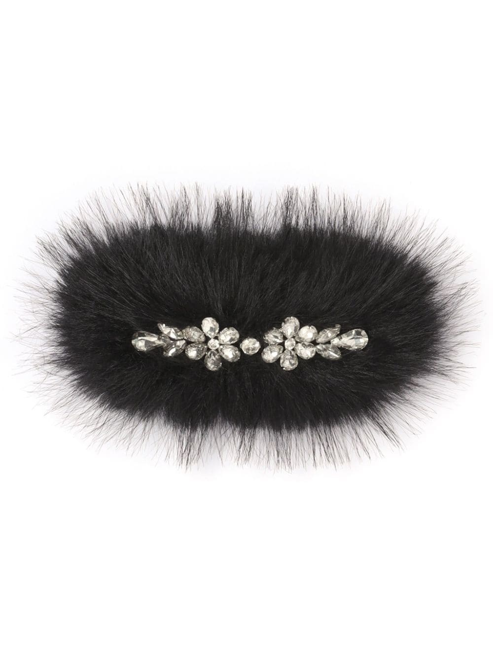 faux-fur crystal embellishment hair clip - 1