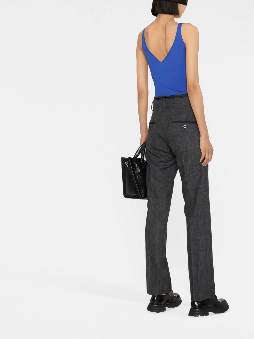 drawstring-fastening straight-leg trousers - 4