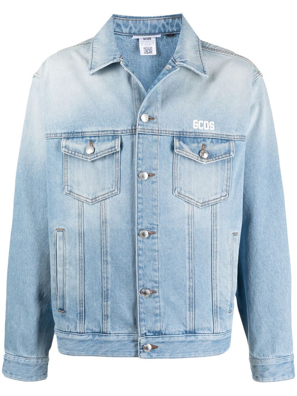 embroidered-logo denim jacket - 1